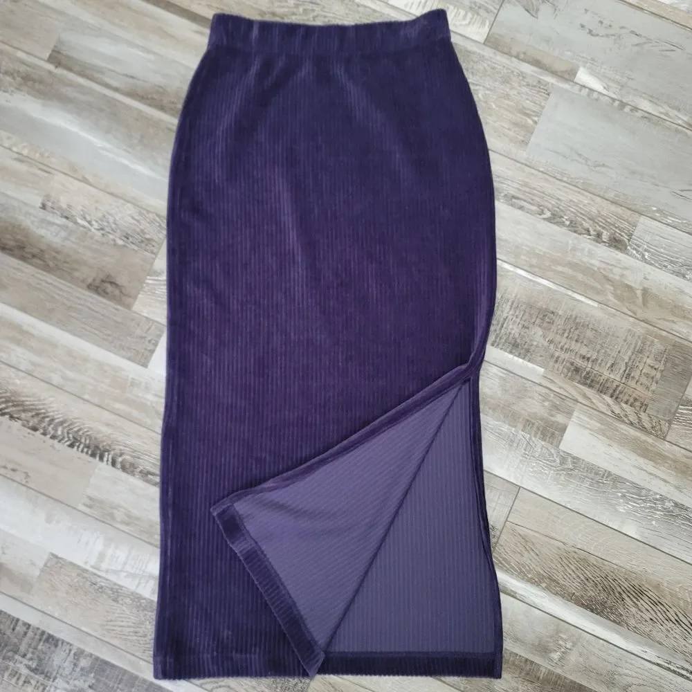 Free People Helen Rib Knit Velvet Skirt Size XS